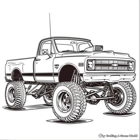 Diesel Truck Lifted Truck Coloring Pages - Free & Printable!