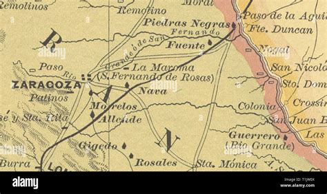 1885 Mapa de Zaragoza, Coahuila, México. Anuncio en paréntesis (S ...