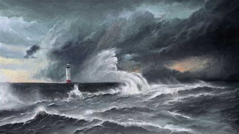 Lighthouse Storm Painting at PaintingValley.com | Explore collection of ...