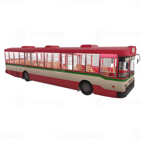 3D render thailand city bus red green white color. right side and focus on front to rear ...