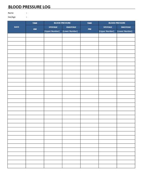 Blood Pressure Log Template | Excel Templates | Excel Spreadsheets ...