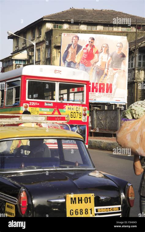 Old building and Bollywood hindi movie poster Tashan at Grant road ; Bombay now Mumbai ...