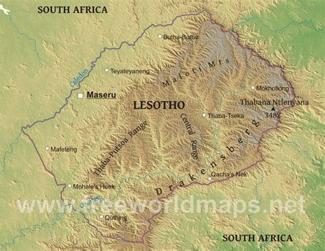 Lesotho Physical Map