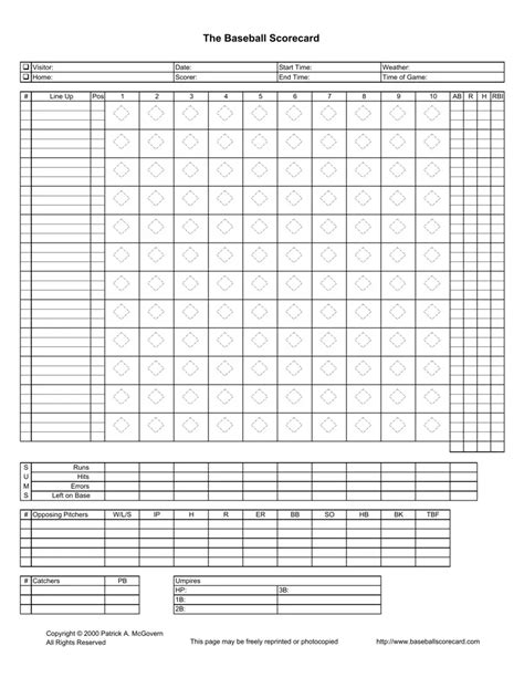 Baseball Scorecard ≡ Fill Out Printable PDF Forms Online