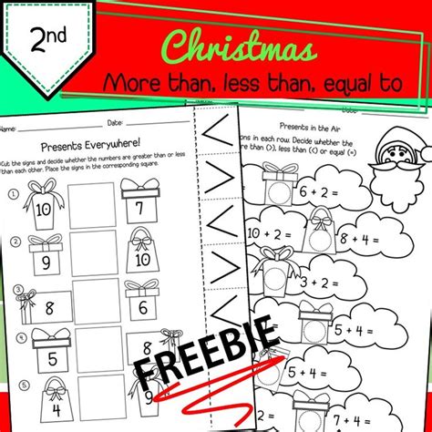 FREEBIE - Christmas More Than Less Than Equal To (With images) | Free math worksheets, Fun ...