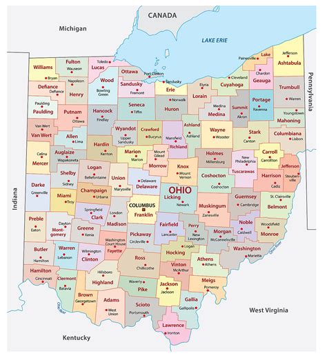 Ohio Counties Map With Cities And Towns