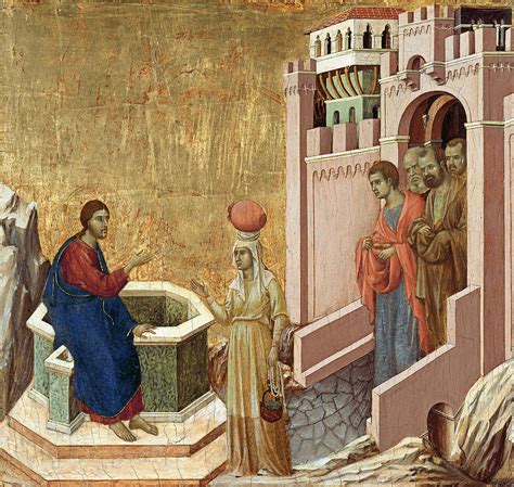 Christ and the Samaritan Woman Painting by Duccio - Pixels