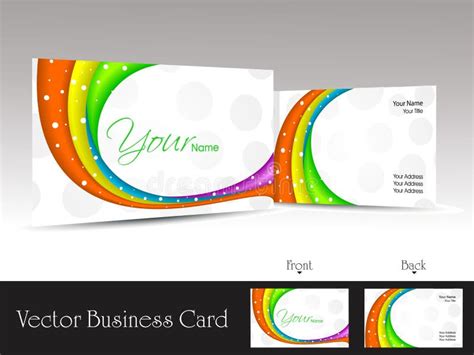 White Background Business Card With Colorful Waves Stock Vector ...