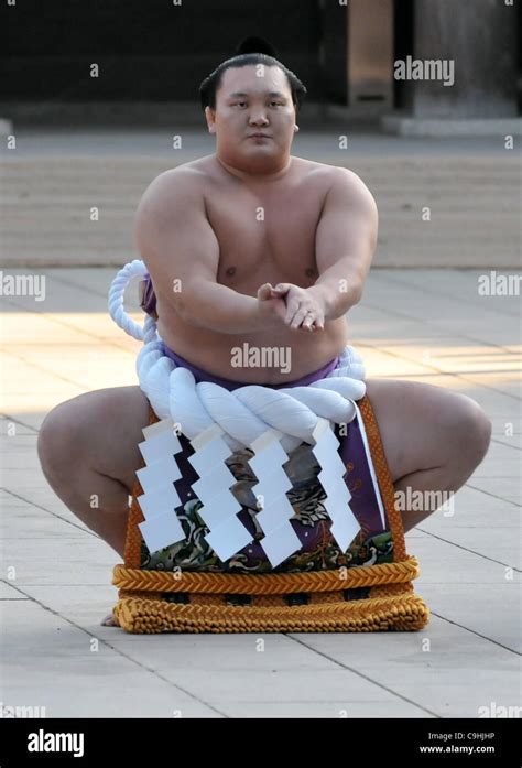 Hakuho, Tokyo, Japan, January 6, 2012 :Mongolian grand sumo champion Yokozuna Hakuho performs ...