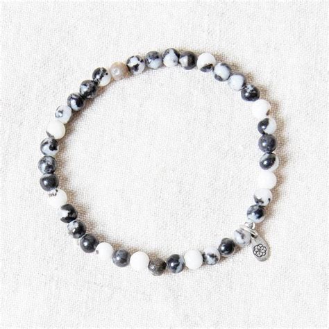 Black White Zebra Jasper Bracelet | Unique Jewelry