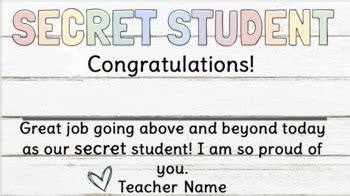 Secret Student by teachtocreate | TPT