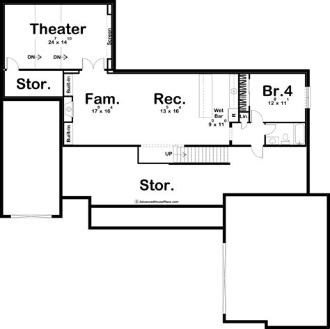 the first floor plan for a home with an upstairs bedroom and living room, as well as