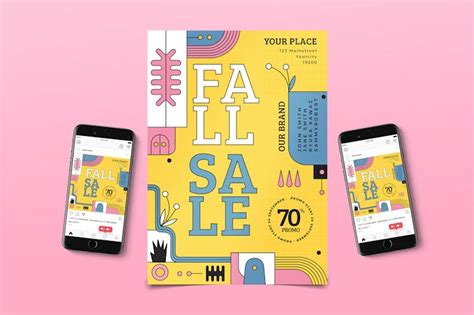 Memphis Fall Sale Flyer Pack by tokosatsu on Envato Elements