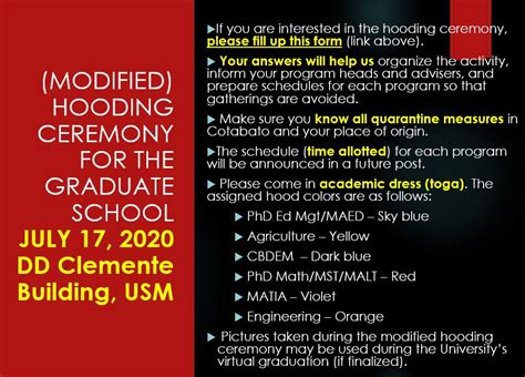 MODIFIED) HOODING CEREMONY FOR THE GRADUATE SCHOOL – University of Southern Mindanao