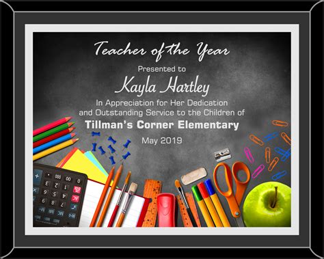 Teacher of the Year Plaque - Full Color – Trophy Shop Mobile