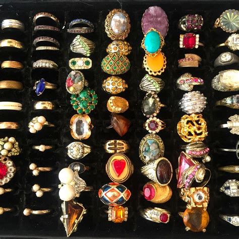 Lot of 116 Vintage Costume Jewelry Rings Circa 1920-1980 | Fancy ...