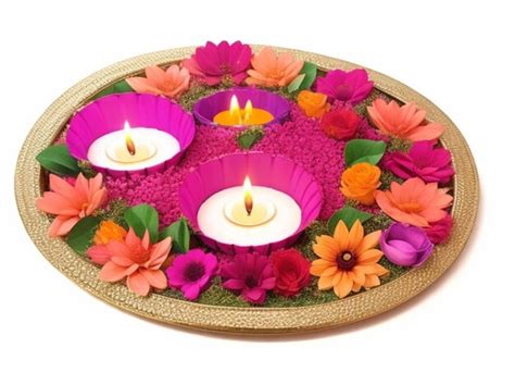 Premium AI Image | Diwali special flower tray