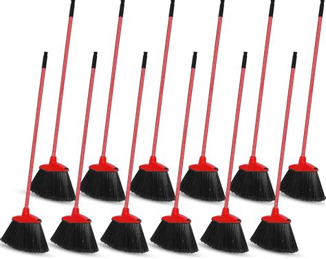 Amazon.com: 12 Pcs Heavy Duty Broom Bulk 53 Inch Commercial Angle Brooms for Sweeping Indoor ...