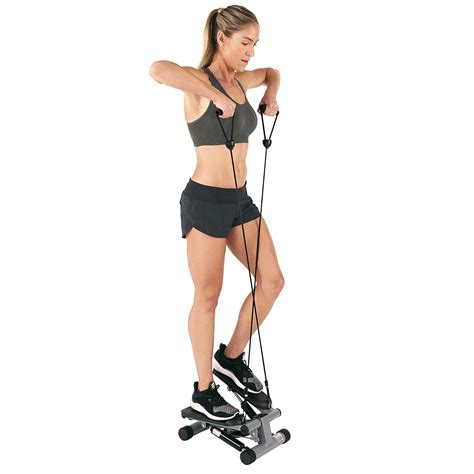 Sunny Health & Fitness NO. 012-S Mini Stepper Step Machine w/ Resistance Bands and LCD Monitor ...