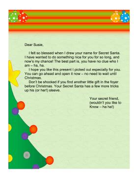 Secret Santa Letter Church