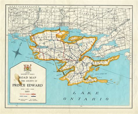 Road Map of Prince Edward County 1955 - Discover CABHC