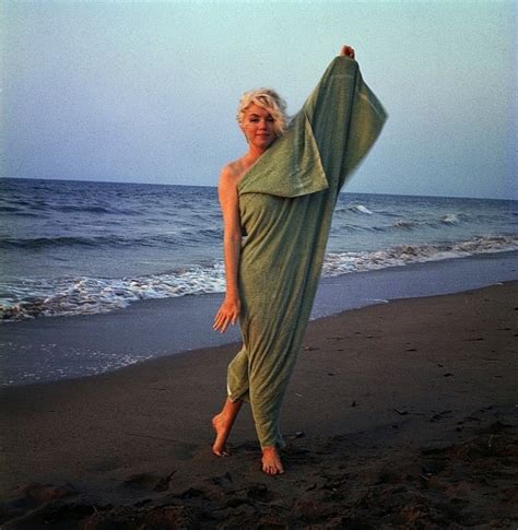 Beautiful Marilyn Monroe in a Green Towel on Santa Monica Beach in 1962 ~ vintage everyday