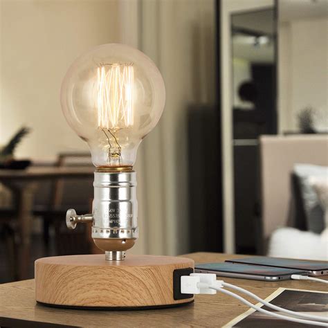 Buy Industrial Desk lamp, Bedside nightstand Table Lamps with Dual 2.1A USB Charging Port ...