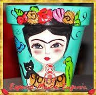 Resultado de imagen de macetas pintadas con frida kahlo Painted Milk Cans, Painted Clay Pots ...
