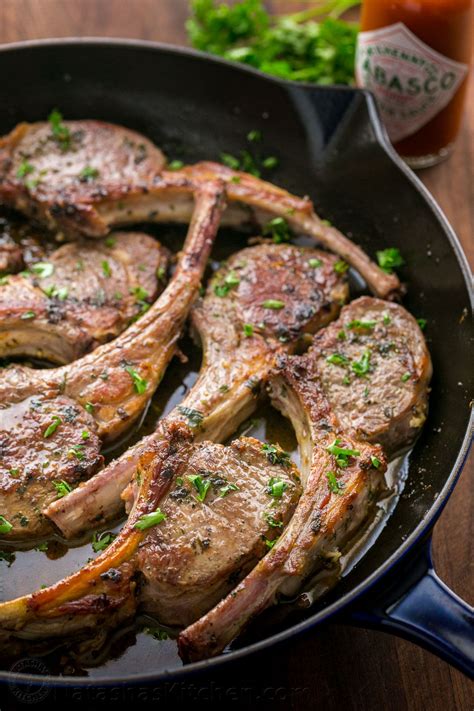 These lamb chops are seared, forming a garlic herb crust. The 2 ...