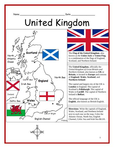 UNITED KINGDOM - Introductory Geography Worksheet | Teaching Resources