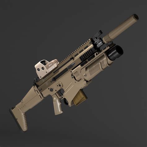 FN SCAR H & Grenade Launcher 3D Model $99 - .max - Free3D