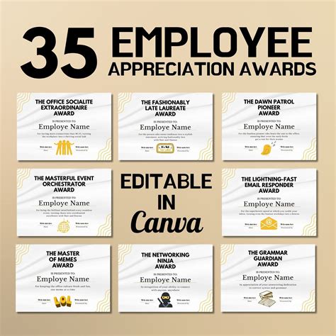 35 funny employee award certificates editable in canva staff ...