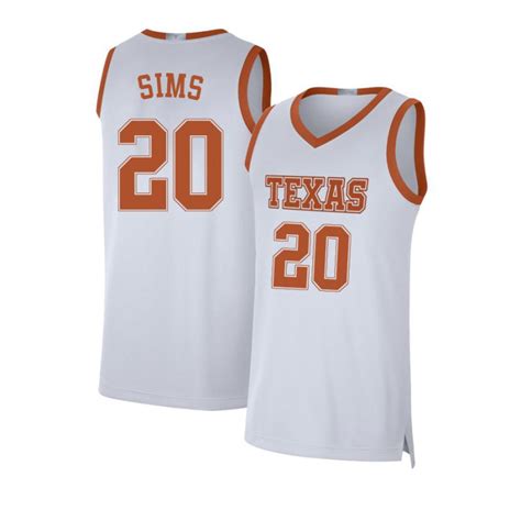 #20 Jericho Sims Men's Texas Longhorns White Basketball Jersey