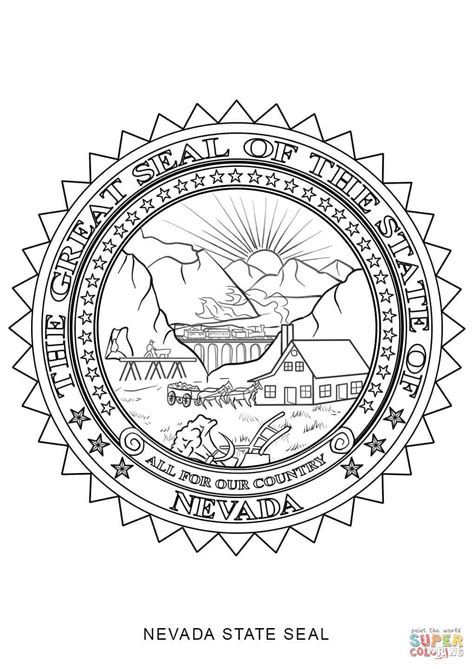 Nevada State Seal Coloring Page Sketch Coloring Page | Flag coloring pages, Kansas state flag ...