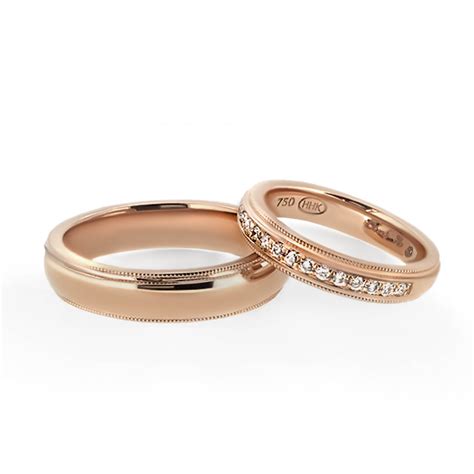 Matching Rose Gold Wedding Band Set - Haywards of Hong Kong