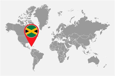 Premium Vector | Pin map with jamaica flag on world map vector illustration