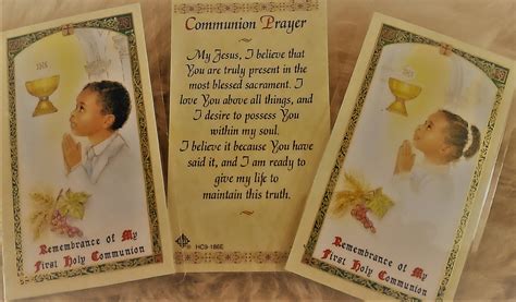 Remembrance of My First Holy Communion - Communion Prayer Card ...