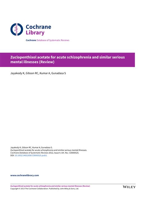 (PDF) Zuclopenthixol acetate for acute schizophrenia and similar ...