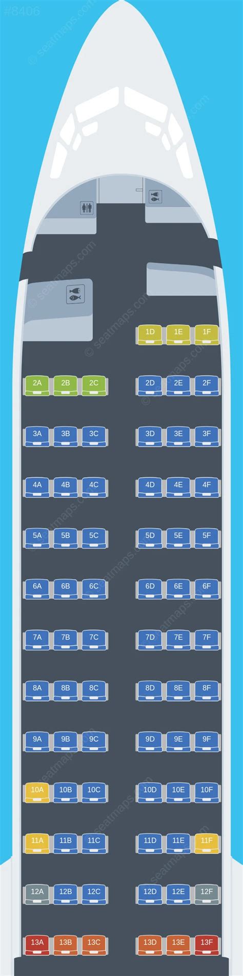 Seat map of Southwest Airlines Boeing 737 MAX 8 aircraft