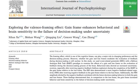 实验室研究团队International Journal of Psychophysiology上发表学术论文