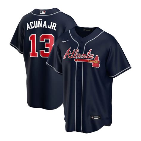 Ronald Acuna Jr. Atlanta Braves Youth Replica Navy Jersey - Baseball Town