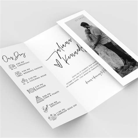 Modern Gatefold Wedding Invitation Template, QR Code Wedding Invitation Set, Minimalist ...