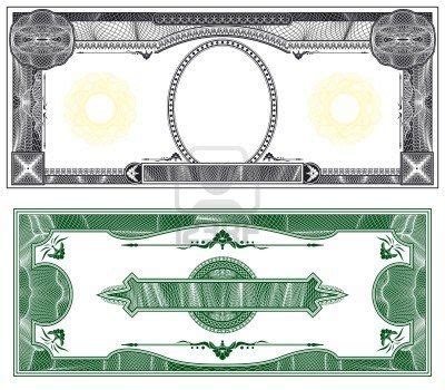 Blank banknote layout with obverse and reverse based on dollar bill ...