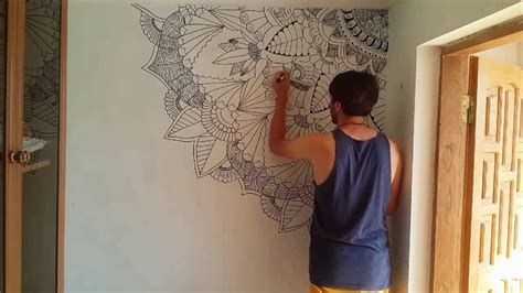 doodle art on the wall | Mandala wall painting, Diy wall art, Wall painting