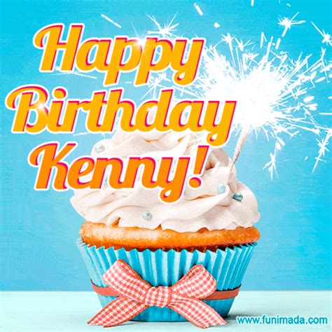 Happy Birthday, Kenny! Elegant cupcake with a sparkler. | Funimada.com