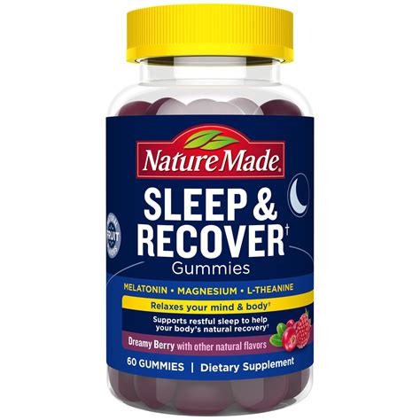 Nature Made Sleep and Recover with Melatonin 3mg, L-theanine 200mg, Magnesium 100mg, 60 Count ...