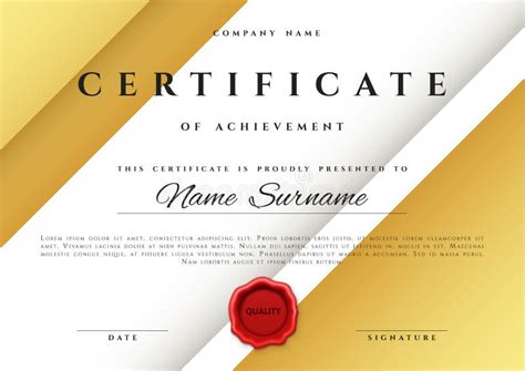 Template Certificate Design in Gold Color. Stock Vector - Illustration ...