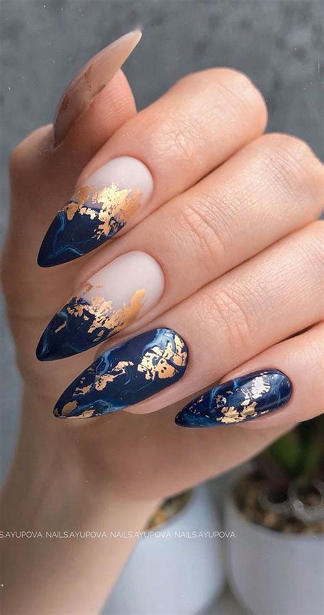 41 Pretty Nail Art Design Ideas To Jazz Up The Season : Gold Foil On ...