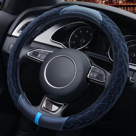 LOEN Car 38cm Winter Steering Wheel Cover Faux Fur Steering Wheel Cover ...