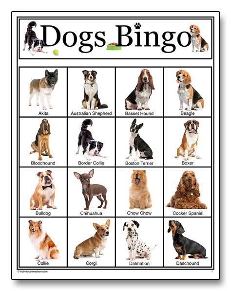 Dogs Picture Bingo (Printable) - Activity Connection